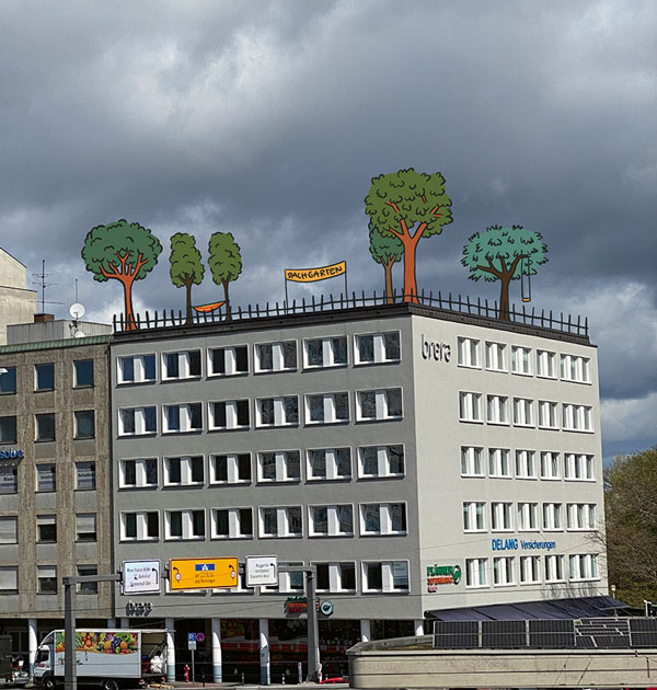 Illustration Dachbegrünung Nürnberg Plärrer ©Sophia Klier